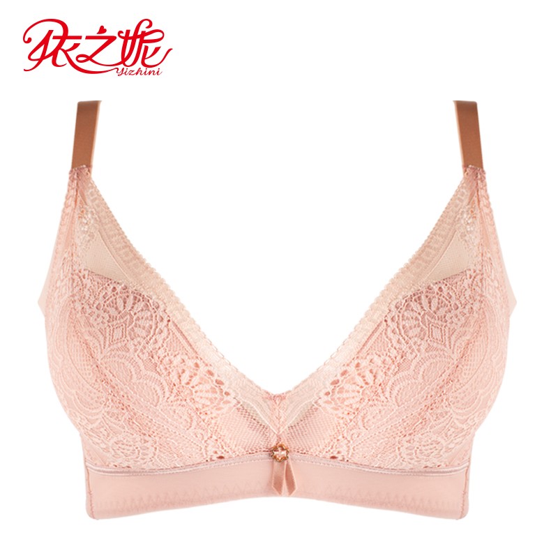 依之妮摩登文胸中厚无钢圈4排扣聚拢上托侧收调整型内衣m1318a8b 粉黛