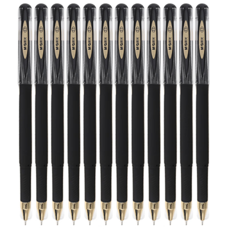 晨光(M&G)文具0.5mm黑色中性笔 全针管签字笔 黑金系列水笔 12支/盒AGPA4002