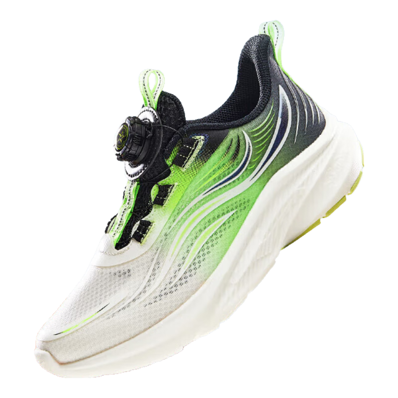 鸿星尔克（ERKE）童鞋中性运动鞋儿童旋钮扣夏季透气跑鞋微晶白/正黑35