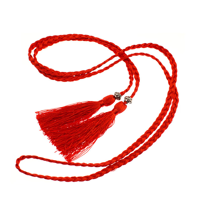 古风汉服古装发绳流苏红头绳长款宫绦腰带配饰发带发饰cos女 红色