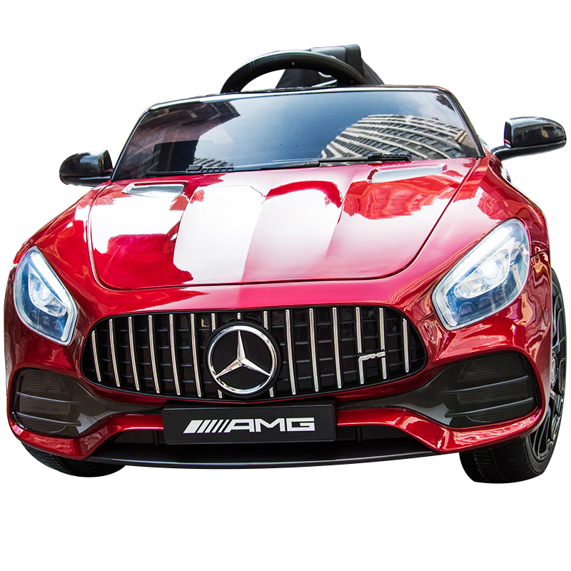 福兒寶【奔馳授權(quán)】兒童電動車可坐人遙控小孩寶寶嬰兒玩具四輪汽車童車 烤漆四驅(qū)紅+皮座+液壓門+軟胎