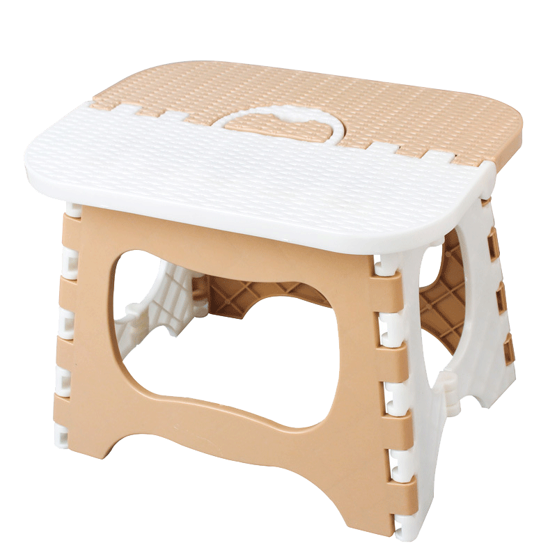 侑家良品 折叠凳子便携式小板凳家用浴室卫生间塑料小凳子 浅咖色