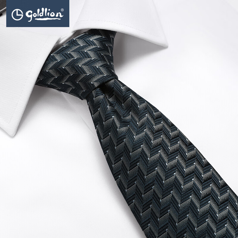 金利来官方直发时尚立体纹理商务休闲箭头型色织领带 藏蓝-85
