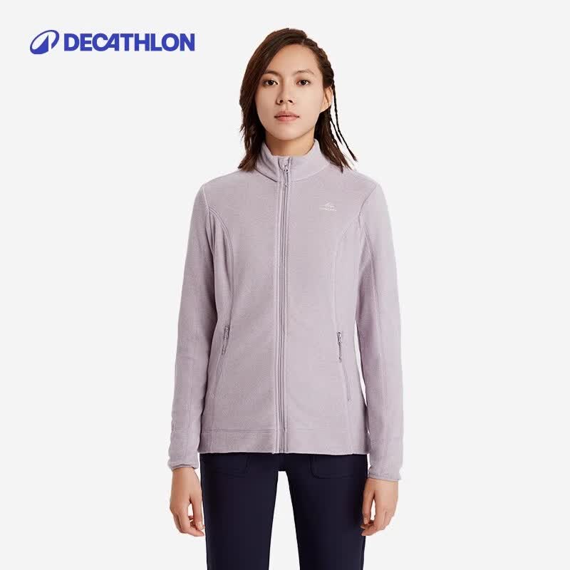 迪卡侬（DECATHLON）户外透湿抓绒女加厚摇粒绒抓绒衣保暖外套冲锋衣内胆MH100 全拉链-紫罗兰 M