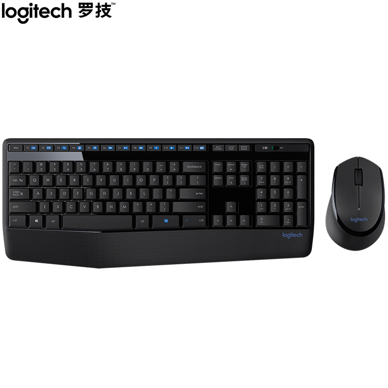 罗技（Logitech）MK345无线办公键鼠套装 防泼溅 全尺寸 多媒体键鼠套装  带无线2.4G接收器 黑色