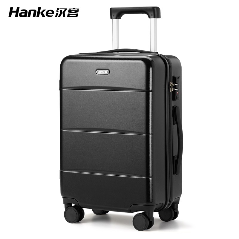 汉客（HANKE）大容量行李箱万向轮拉杆箱便携手提可登机箱差旅行箱学生密码箱 黑色 24英寸