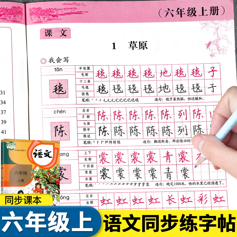 六年级上册字帖练字帖人教版小学六年级上写字课课练语文课本教材配套同步训练字帖描红本田英章书小学生一二三四五年级正楷练字专项练习册天天练 六年级上册【语文同步练字帖】