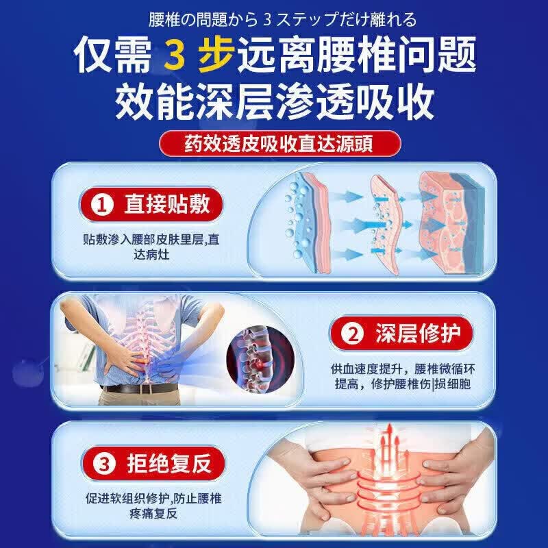 藤原石川制薬腰间盘突出膏药腰肌劳损压迫神经腰疼腰痛膏贴腰椎间盘突出进口药 特效疗效3盒【一贴痛止】 腰椎特效疗效专用最好的膏