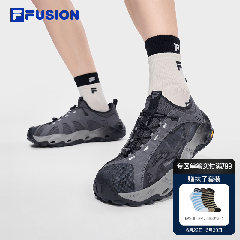 FILA FUSION斐乐潮牌Como C溯溪鞋户外登山鞋男鞋2026秋季新款鞋子 沥青灰/黑-AB 40