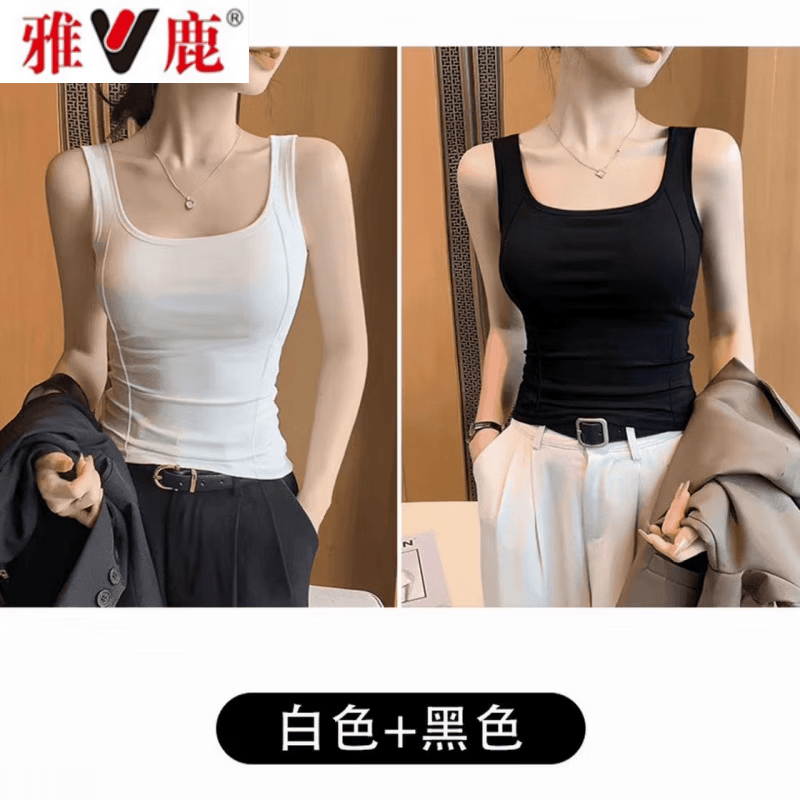 雅鹿2026夏季新款鱼骨吊带背心女美背内搭遮副乳收腰打底外穿无袖上衣 灰色【无胸垫款】一件 L 建议体重【110-120斤】