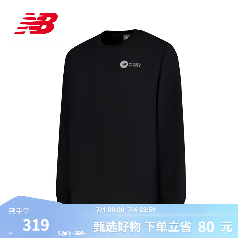 NEW BALANCENB官方26新款夏季男款户外运动跑步训练健身休闲舒适百搭长袖T恤 BK MT61H4CY L