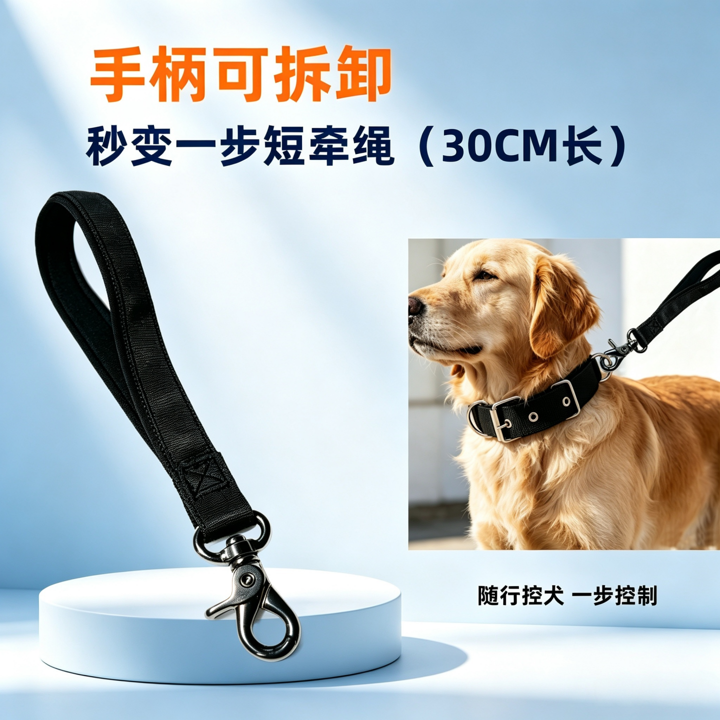 斯派科P绳狗狗训犬遛狗P链短牵引绳可拆卸小中大型犬防爆冲溜狗绳防打结 黑色 长150cm直经6mm【1-70斤以下】