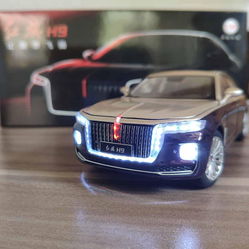 l5合金汽车模型跑马灯玩具车收藏摆件礼品 红旗h9紫金双拼 精细版