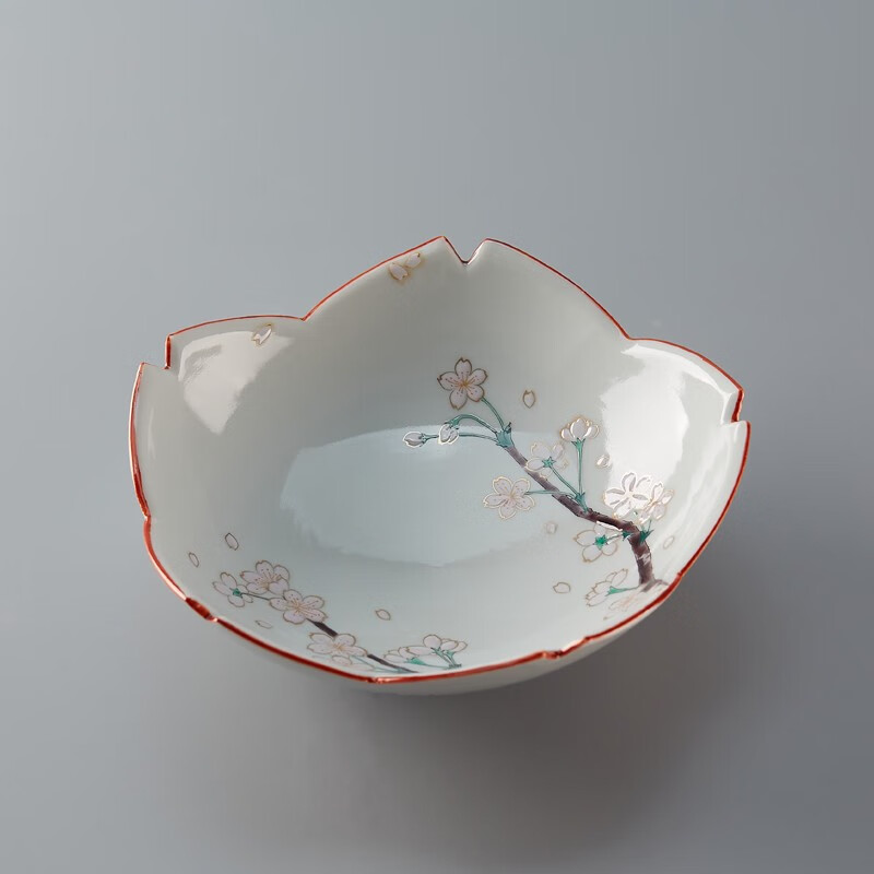 北野工坊手工餐具作家宫本晄作手绘樱花图花型钵日式陶瓷大碗蔬菜碗