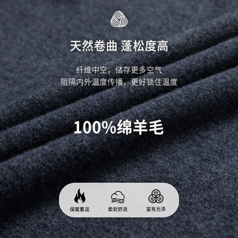 SHANSHAN杉杉纯羊毛衫男100%羊毛秋冬新款套头毛衣男装针织半高领打底衫 星空灰 【简约百搭】 L (175/92A)