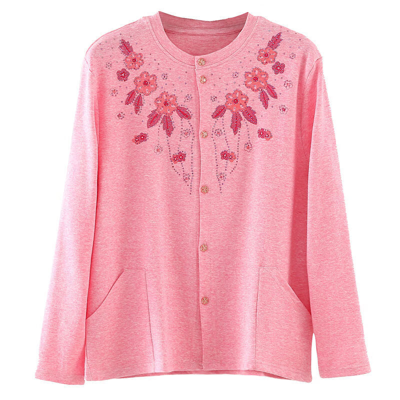 长袖对襟线衣棉开身大码棉质系扣妈妈开襟打底衫厚实单层小褂子外套