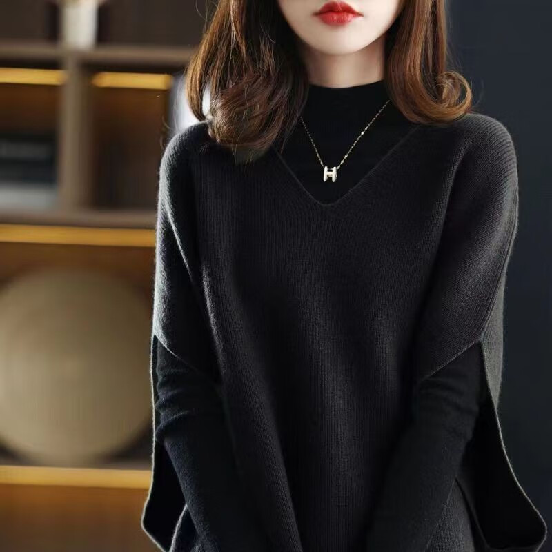 香影芬针织衫女两件装春秋套装针织马甲背心女蝙蝠袖坎肩外搭彼肩毛衣女 打底衫+马甲天蓝色 M (建议95-105斤)