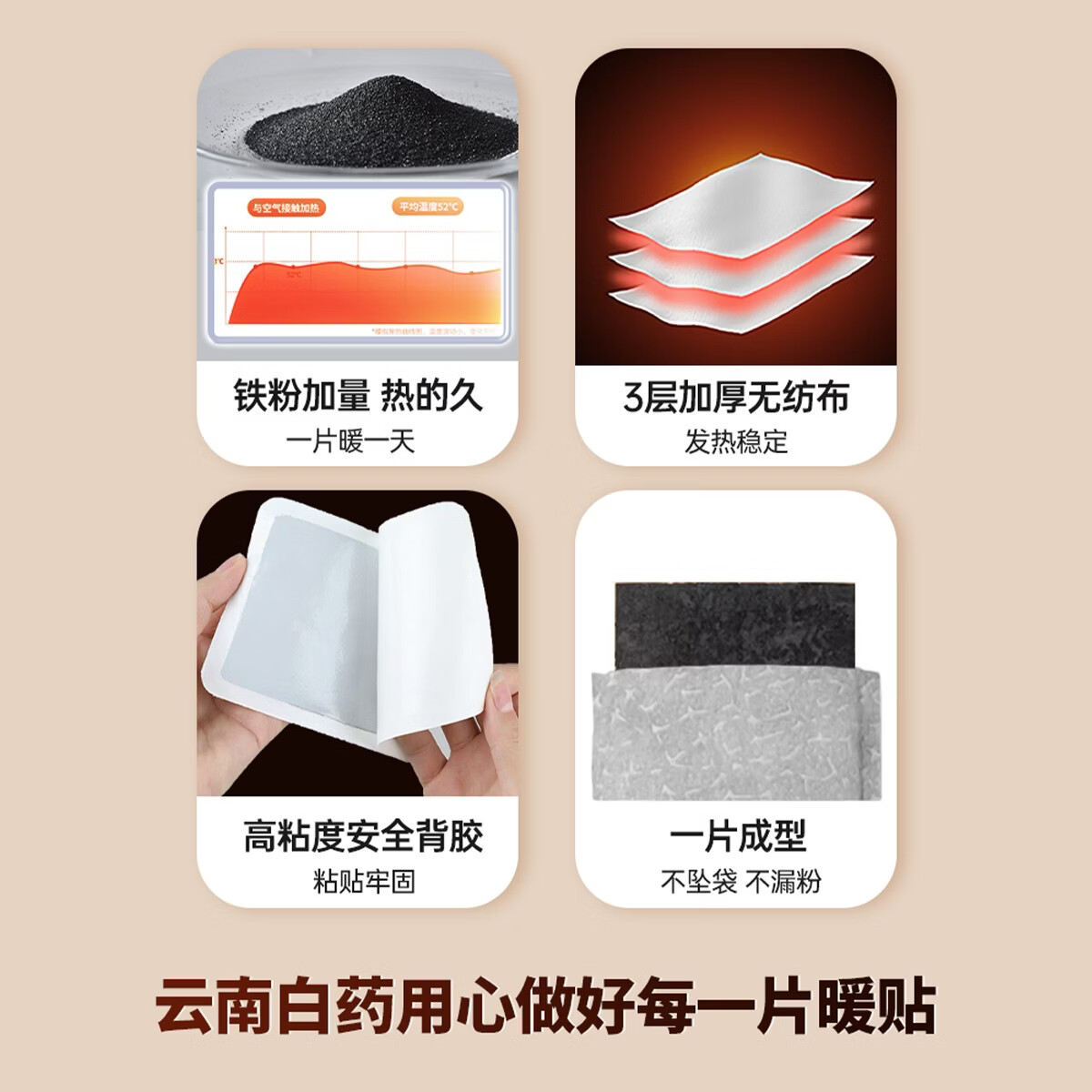 云南白药泰邦 TB暖贴暖宝宝热敷暖腰暖肚贴暖颈贴暖膝贴痛经贴暖贴 暖身贴 10片*2盒