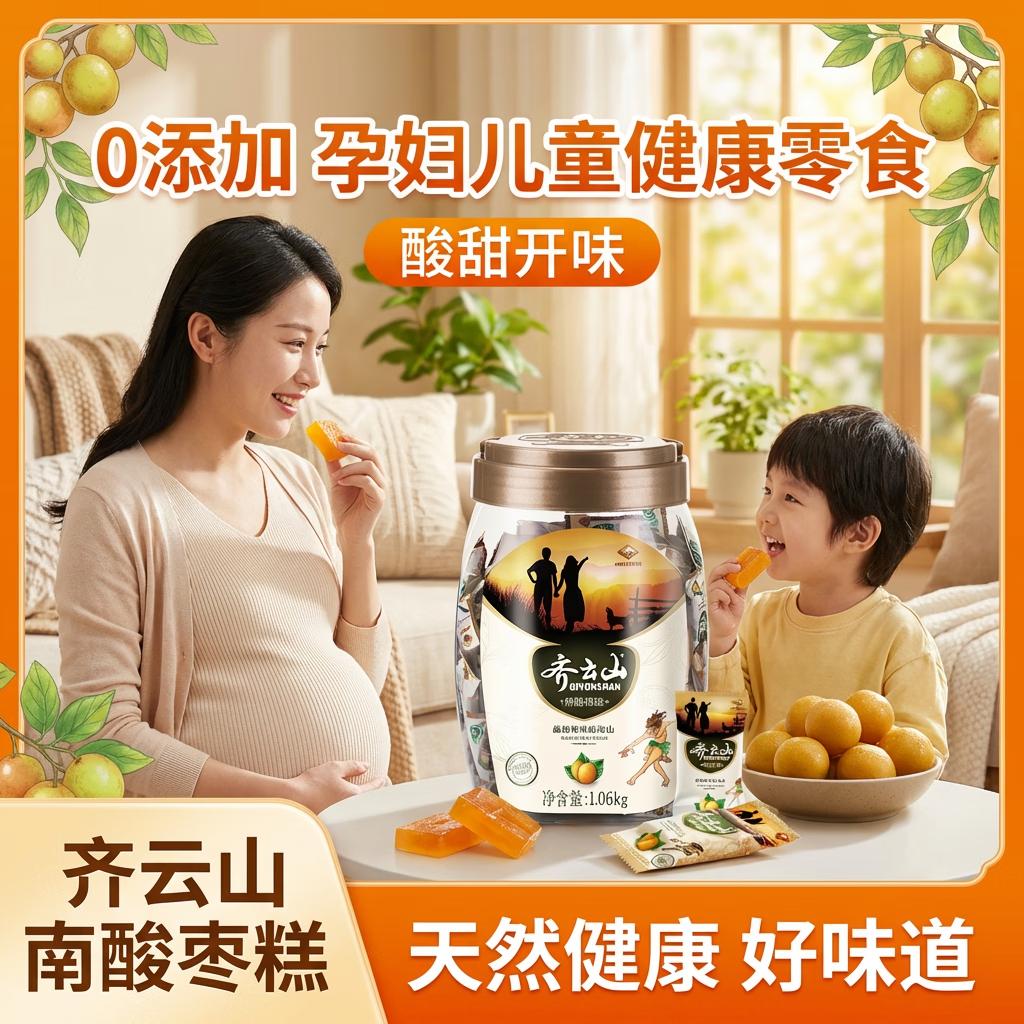 齐云山南酸枣糕1060g罐装 酸甜休闲零食 孕妇儿童小包装韧滑开味特产