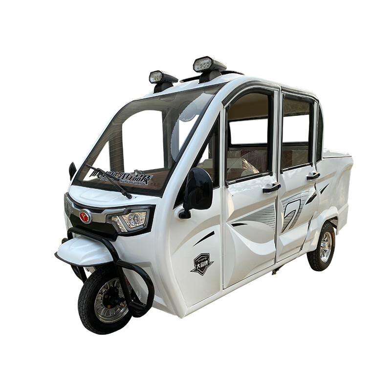 皮卡全封闭电动三轮车老年家用双排带棚电瓶车接孩子小型新款拉货