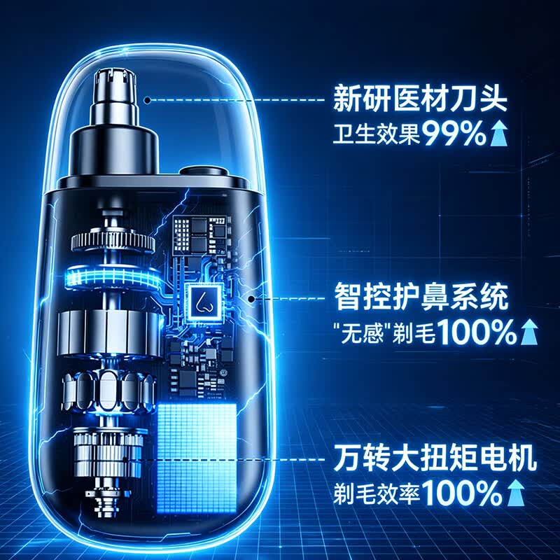吉利来鼻毛修剪器男士专用无痛便携式鼻孔清理神器充电款剃毛器送男友父亲礼物恒压强劲动力 【旗舰款】鼻毛修剪器---蓝色