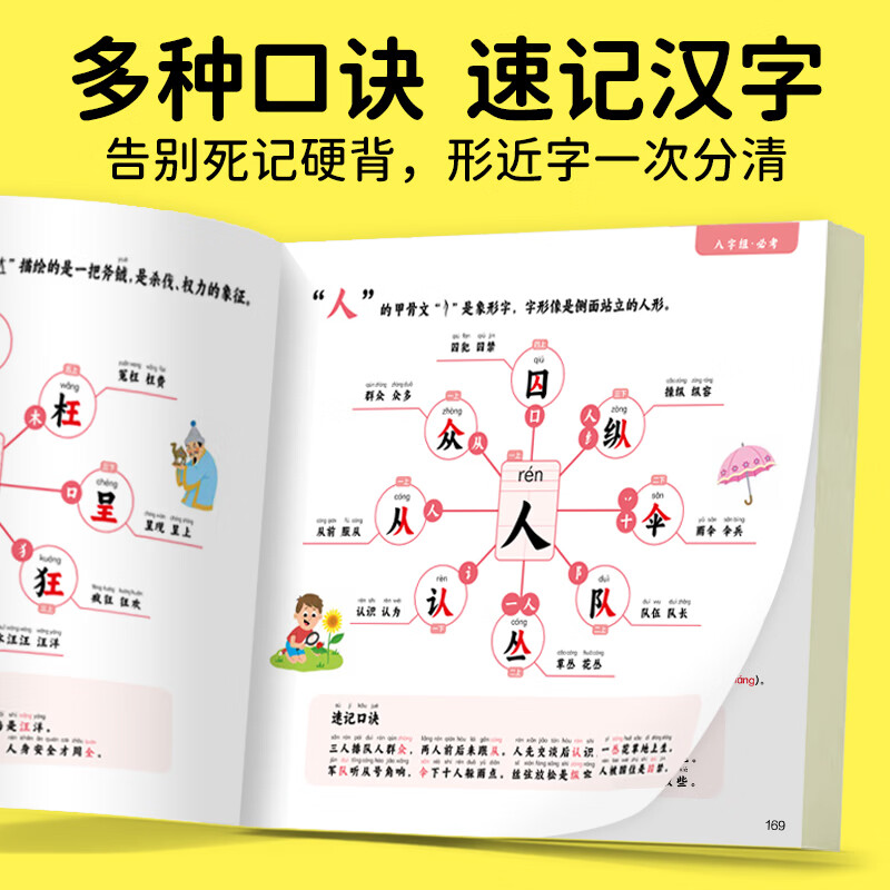 【注音彩图】思维导图拼音识字2500个幼小衔接儿童识字书4-8岁小学低年级通用配套人教版同步必考汉字2500字快速提高识字