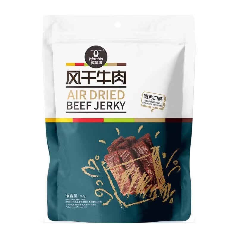 科尔沁（KERCHIN）内蒙特产科尔沁牛肉干500g原味辣味孜然五香手撕风干牛肉干零食 混合口味 500g*1袋【内含5种口味】