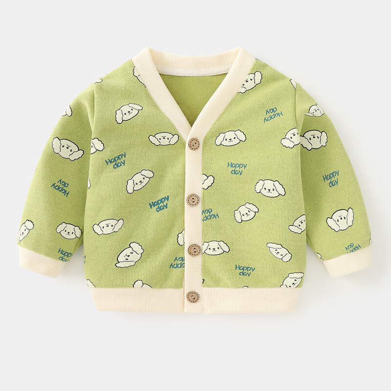 婴儿衣服休闲开衫0-3岁外套秋装春秋男童女宝宝幼儿小童毛衣上衣 绿底