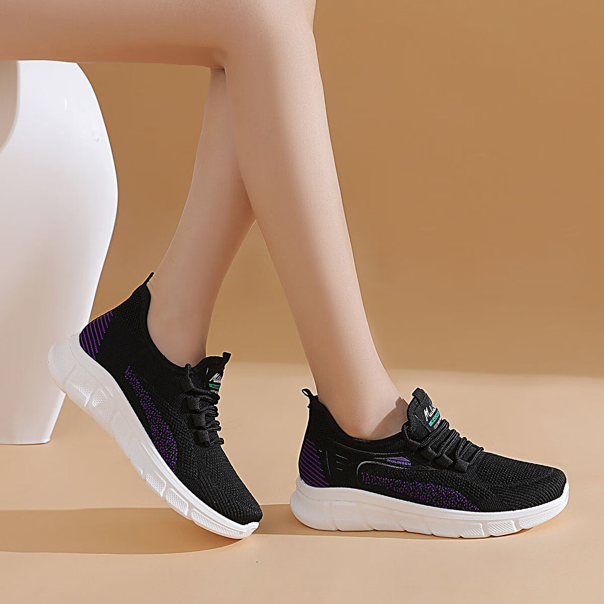 木林森女鞋轻便舒适飞织鞋女士2024秋季新款运动休闲鞋健步鞋透气妈妈