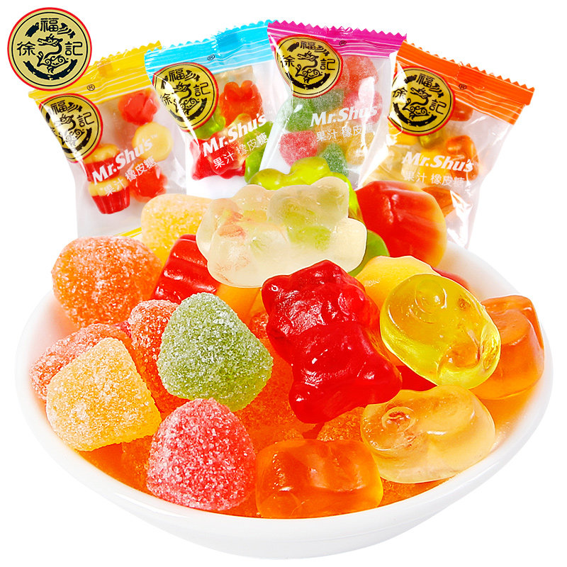徐福记混合口味橡皮糖果汁软糖Q弹糖果儿童零食休闲小吃年货糖果 橡皮糖混合口味约25Og*1袋【约18包】