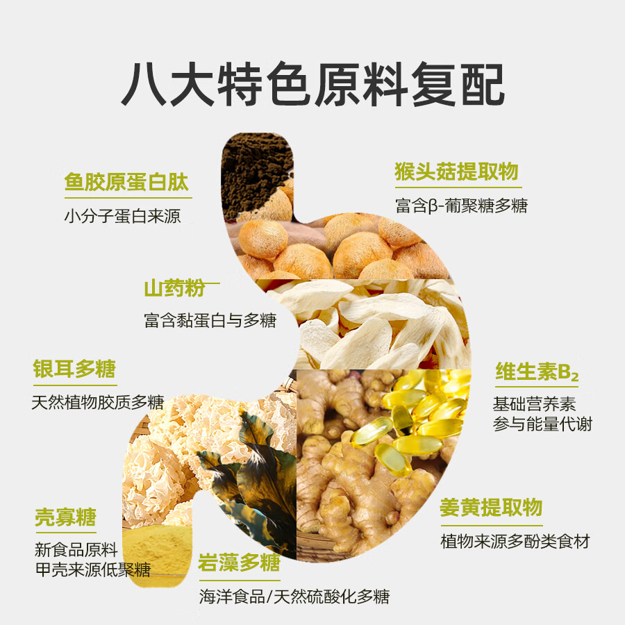 EVICORE猴头菇养胃粉5g*20袋 岩藻多糖固体饮料护胃暖胃肠胃健康即食冲饮 【单盒装】 5g*20袋