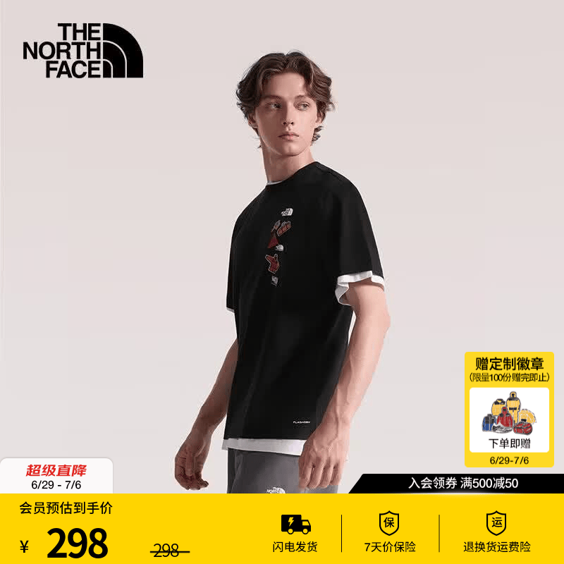 北面（The North Face）速干T恤男女短袖重磅运动半袖吸湿透气简约舒适26春夏新款|8GWJ JK3/宇宙黑 3XL/190