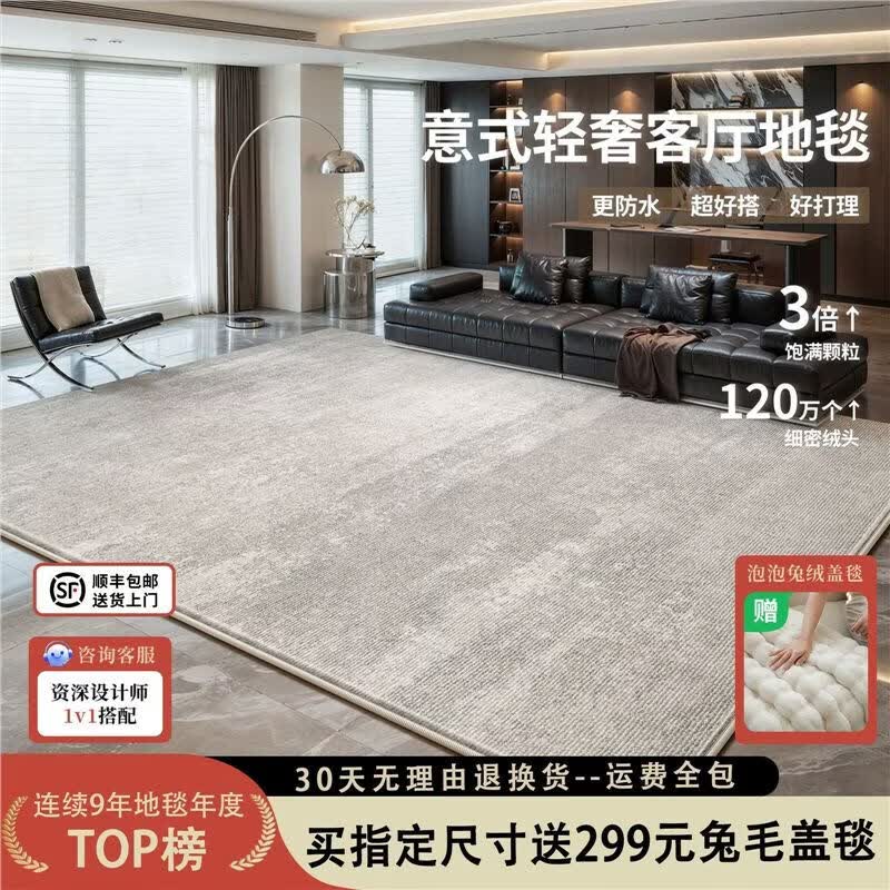 兴连心意式轻奢地毯客厅2026新款极简高级感茶几床边地垫10mm加厚 比利时绒-旧书(拒绝掉毛 拒绝起球) 1.6m*2.3m（适合2-2.3米沙发）