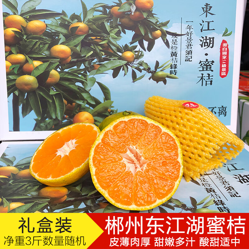 橘子青桔 郴州特产甜嫩多汁皮薄 当季新鲜水果3斤礼盒装 手提礼盒 3斤