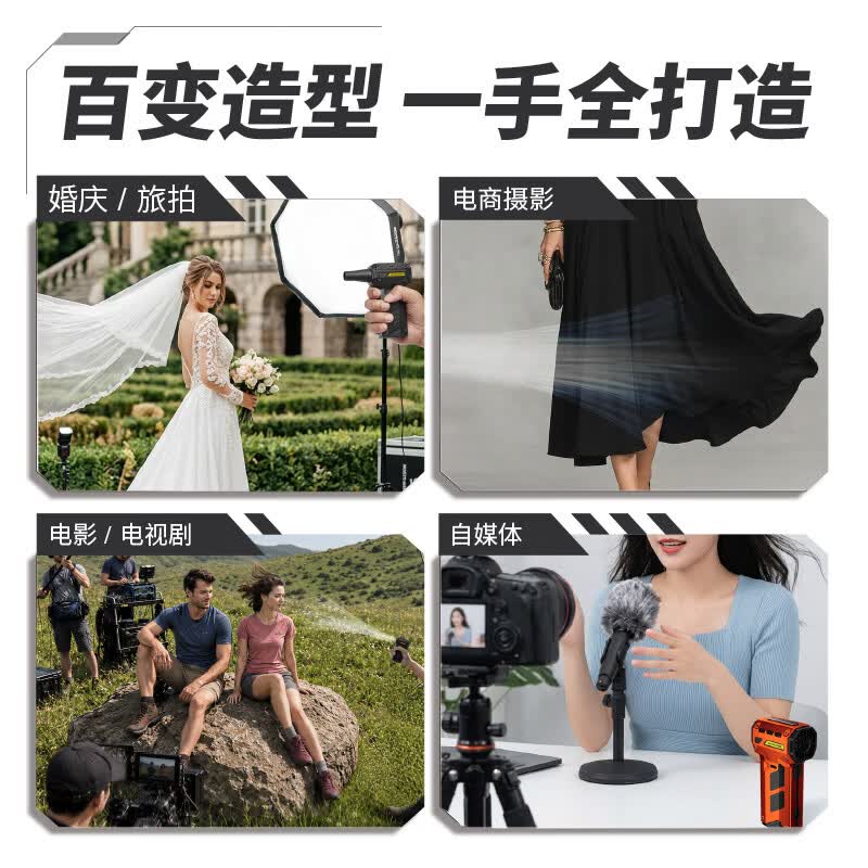奈特科尔【暴力除尘风扇】cw23高风速口袋摄影造型风扇多用途清洁除尘电驱吹气宝 橙色