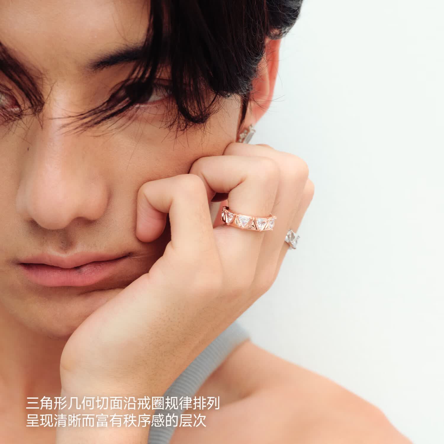 BABAMA TIDE冰川戒指女轻奢高级感2026新款情侣对戒求婚戒指男生日礼物送女友 冰川戒指-白金色 18#