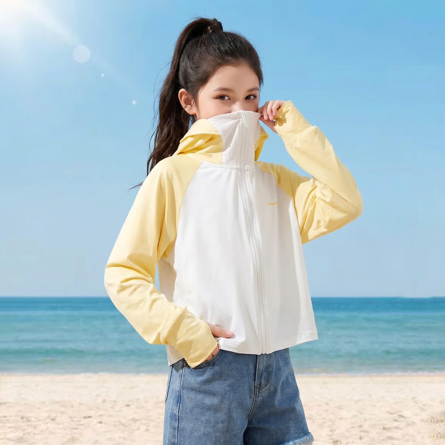 小马宝莉童装女童轻薄防晒衣夏季新款儿童防晒服连帽薄外套遮阳冰丝皮肤衣 黄色 170 【建议身高160-170】