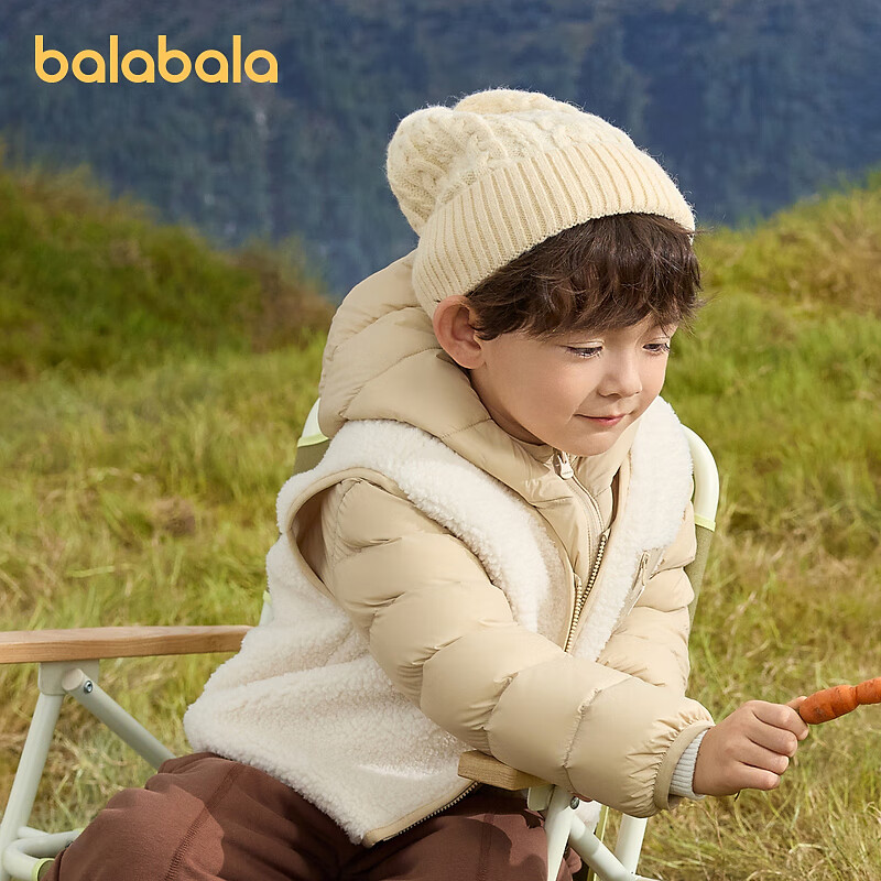 巴拉巴拉童装儿童羽绒服两件套男童女童套装2025冬装新款连帽外套 咖白色调00351 120 cm