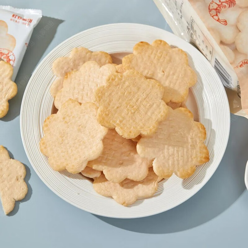 辰颐物语鲜虾脆饼168g/包 真材实料 海虾虾味十足 儿童休闲网红零食 2包*22小袋*2片