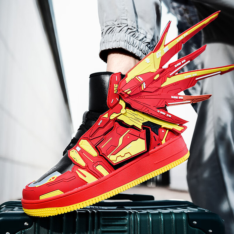 木西十高达联名鞋子男自由高达eva初号机限量机甲鞋高帮板鞋大码男潮