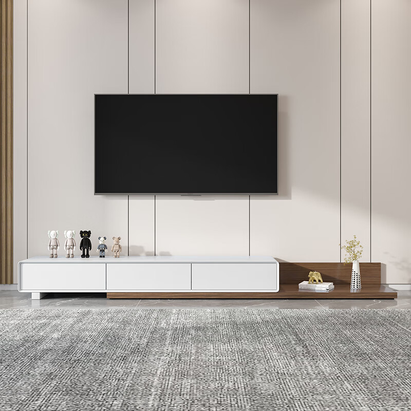 纳匠远2024新款北欧电视柜简约现代客厅轻奢地柜可伸缩电视机柜 圆角
