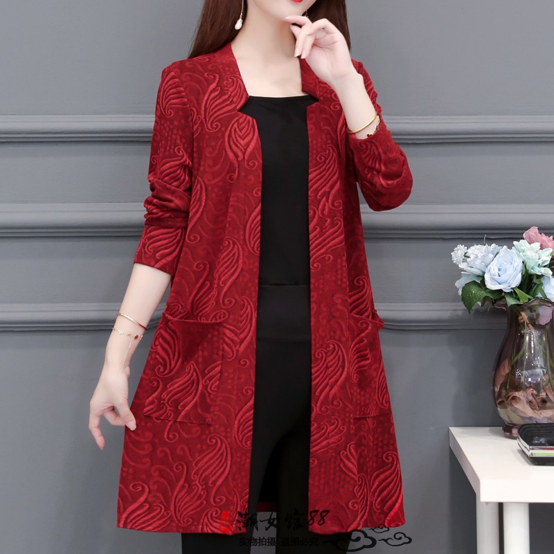 春秋天旗袍外披开衫女式长披肩春秋薄外套中长款中年人外搭披肩宽松开