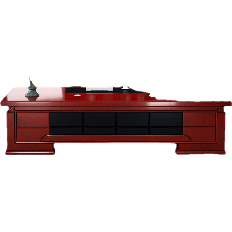 龙案 老板桌办公桌新中式烤漆椅经理桌大班台主管桌总裁桌实木办公家具 2米大班台