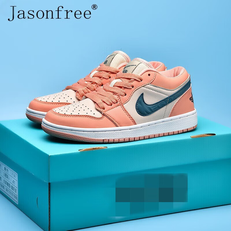 低帮男女款青苹果运动鞋秋冬新款aj板鞋轻便缓震鞋 aj01粉蓝【女款】