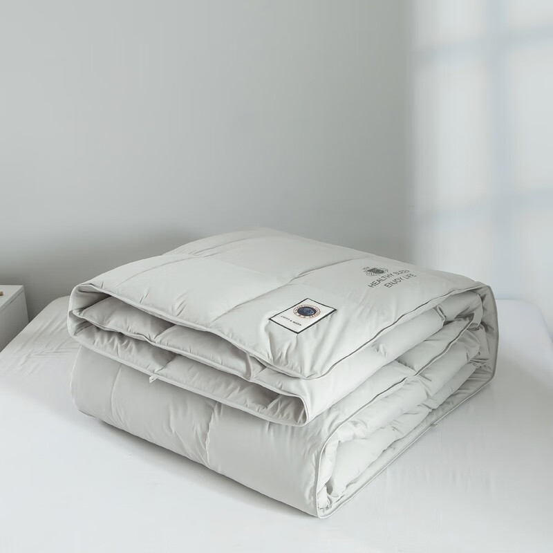 恒源祥被芯抗菌鹅绒被子白鹅绒保暖蓬松防钻绒秋冬四季羽绒被轻盈蓬松 波兰进口抗菌羽绒被-浅灰色 200*230cm 3.4斤【春秋被】