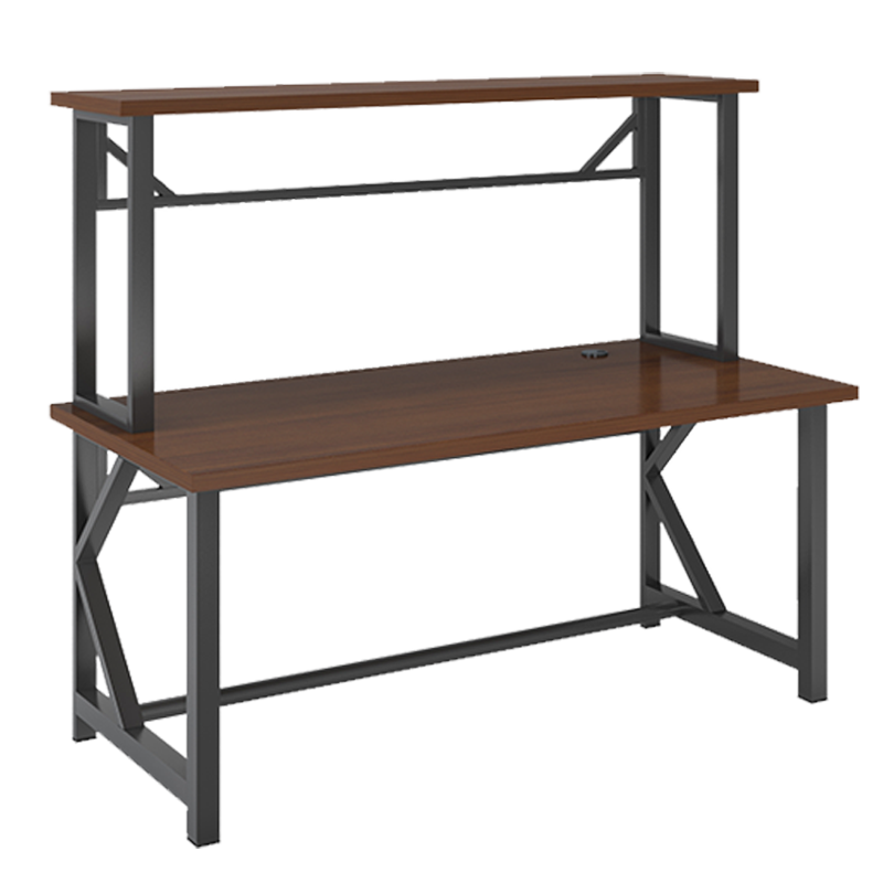 普派电脑桌双层带书架网吧电竞游戏桌加厚25MM桌面升级加固桌子 力荐:【25MM厚桌面】黑柳木色140cm