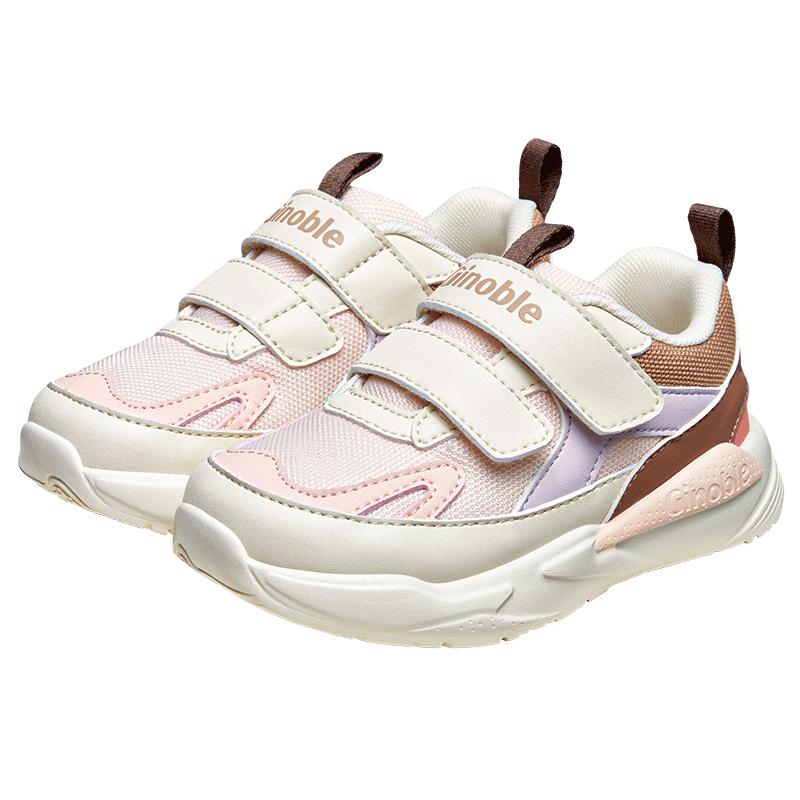 基诺浦学步鞋春秋季男女透气机能鞋复古童鞋GY1627粉色185mm
