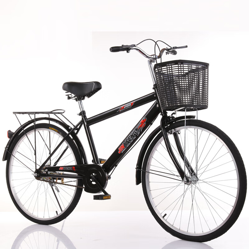 威仕得新款自行车女通勤上班单车代步实心胎轻便普通24寸26大人成人男 黑色+礼包《充气胎》 单速 x 26英寸