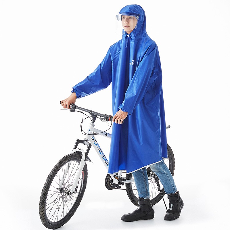 【有袖款】美绮尔自行车雨衣女骑行带袖学生单人加大加厚雨披男成人电动车防水有袖雨衣 宝蓝