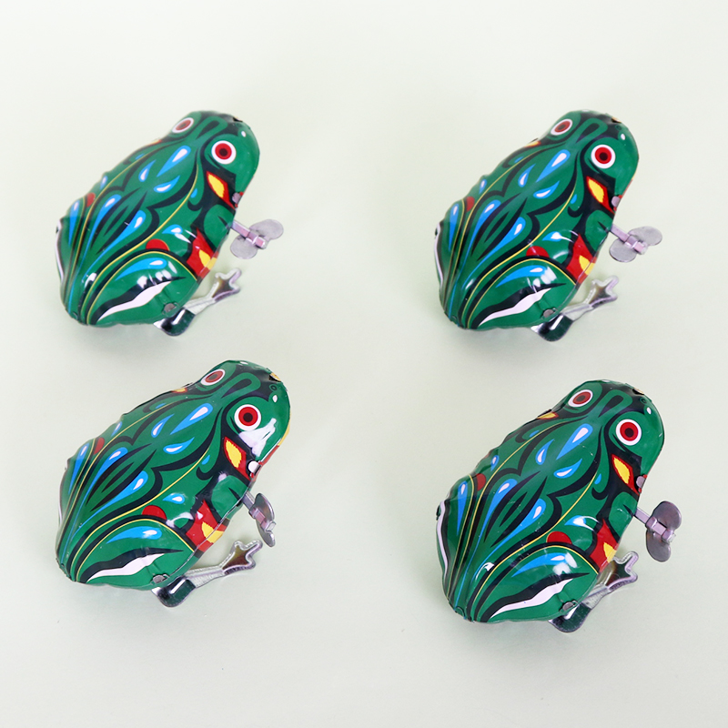 华诗孟儿童上链发条铁皮青蛙玩具8090后经典怀旧上弦跳跳蛙弹跳